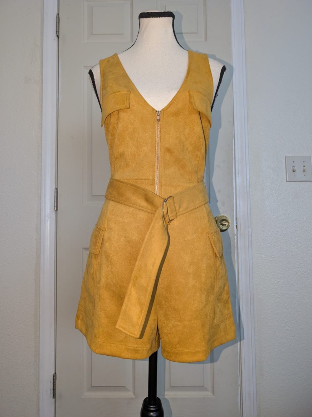 Forever 21 Rust Suede Zip Front Romper with Belt